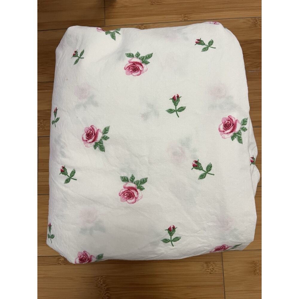 IKEA Emilina rosebud print Duvet Cover French Country Pink Rose Green Leave Twin